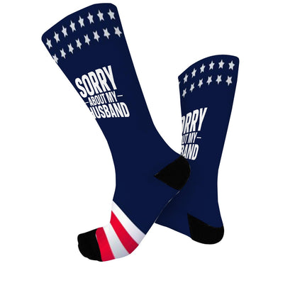 Sorry About My Husband Socks for Women Half Calf Sock Colorful Fancy Crazy Design socks Unisex Novelty Gifts for Dad