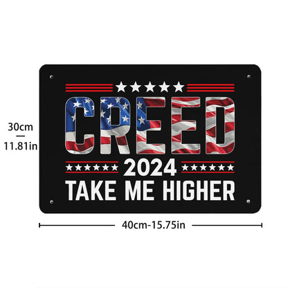 Creed '24 Take Me Higher Creed 2024 Take Me Higher Us Flag Bar Signs Room Decor For Living Room 40 * 30cm