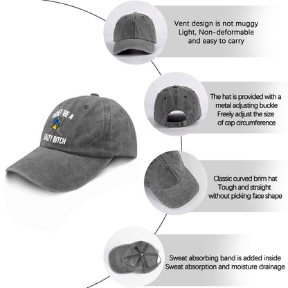 Don't Be Salty Sun Hat - Pigment Gray Baseball Cap