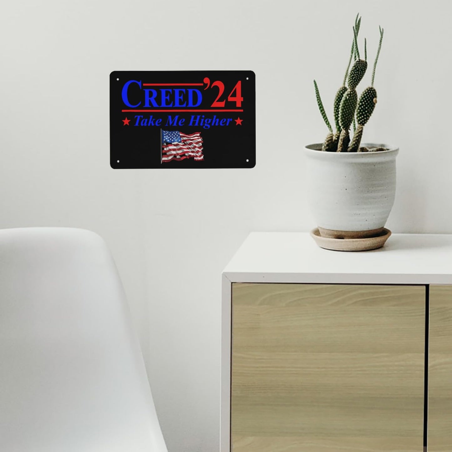 Creed '24 Take Me Higher Creed 2024 Take Me Higher Us Flag Metal Signs Metal Wall Decor For Classroom 40 * 30cm