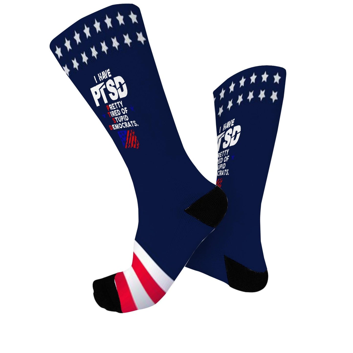 I Have PTSD Pretty Tired Of Stupid Democrats Socks for Men Half Calf Sock Colorful Fancy Crazy Design socks Unisex Novelty Gifts for Men