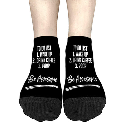 To Do List Wake Up Drink Coffee Poop Be Awesome Womens Low Cut Socks No Show For Women Socks