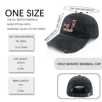 Trump 2024 45 47 Hat for Womens Washed Distressed Baseball Caps Funny Washed Running Hat Light Weight