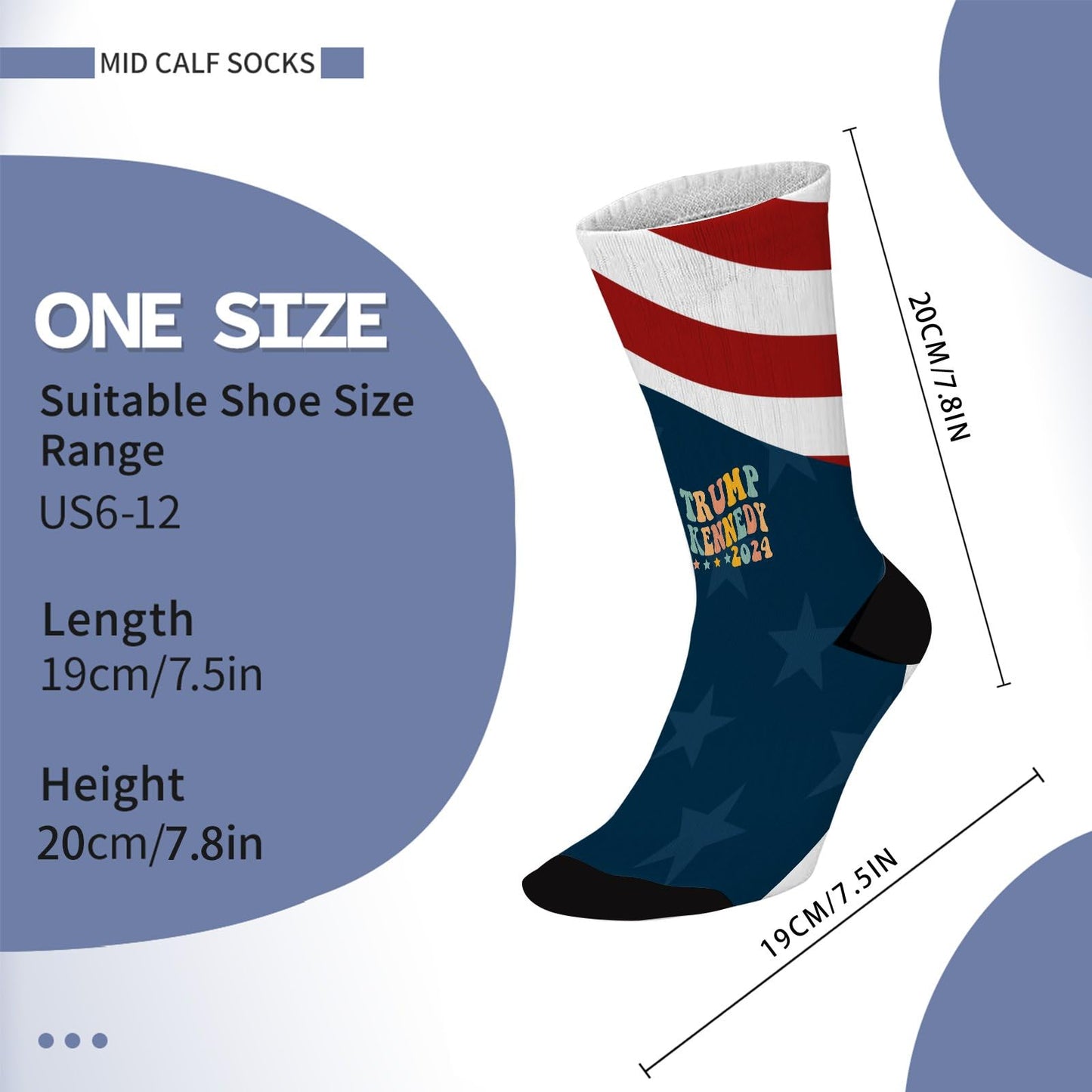 Trump 2024 Half Calf Novelty Socks - Colorful Design for Men, Women, Kids