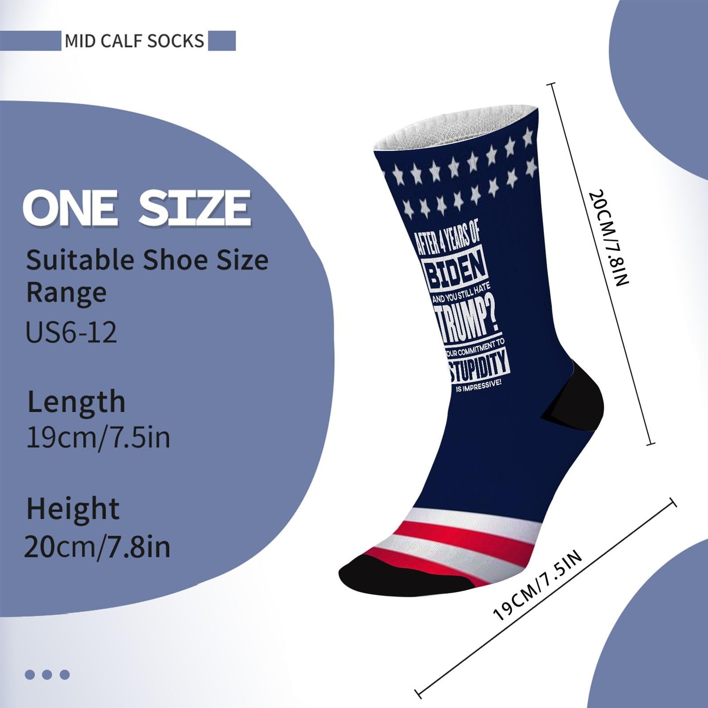 Colorful Fancy Crazy Men's Half Calf Novelty Socks.