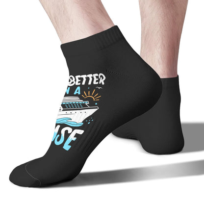 Generic Life Is Better On A Cruise Cotton Socks Crew Mens Socks, White