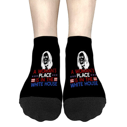 Feminist Presidential White Low Cut Athletic Socks