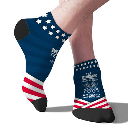 Mechanic-themed Cotton Ankle Socks for Men