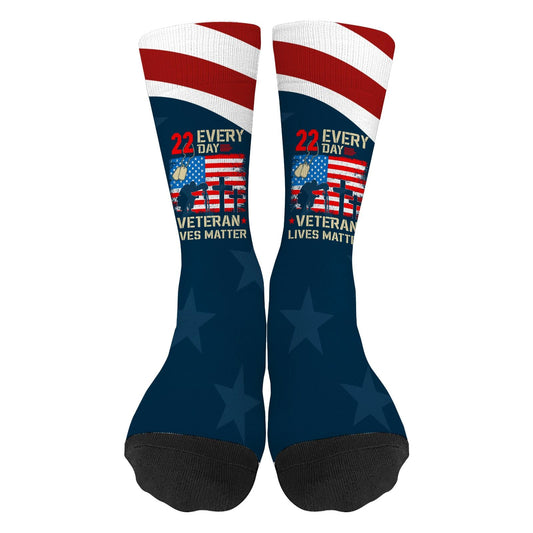 22 Every Day Veteran Lives Matter Men's Dress Socks