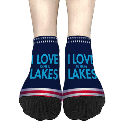 I Pee In The Lake Funny Vacation Partys Girls Ankle Socks No Show Sock For Womens