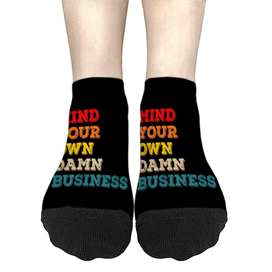 Womens Vintage Mind Your Own Damn Business Men Dress Socks Casual Sock Men's