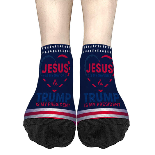 Jesus Is My Savior Trump Is My President Dress Socks Women Low Cut Socks For Men's