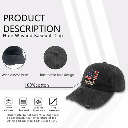 Trump 2024 45 47 Hat for Womens Washed Distressed Baseball Caps Funny Washed Running Hat Light Weight