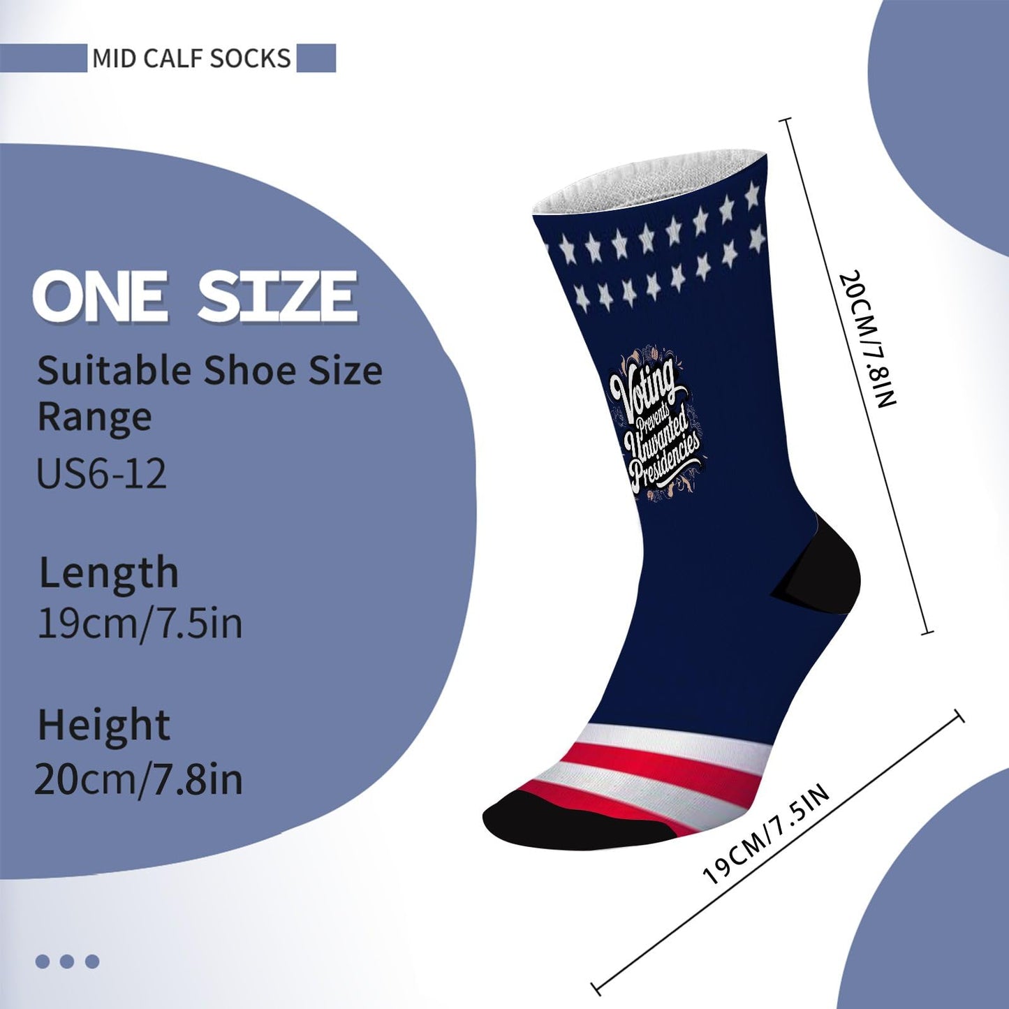 Novelty Men's Voting Design Socks - Prevent Unwanted Presidencies