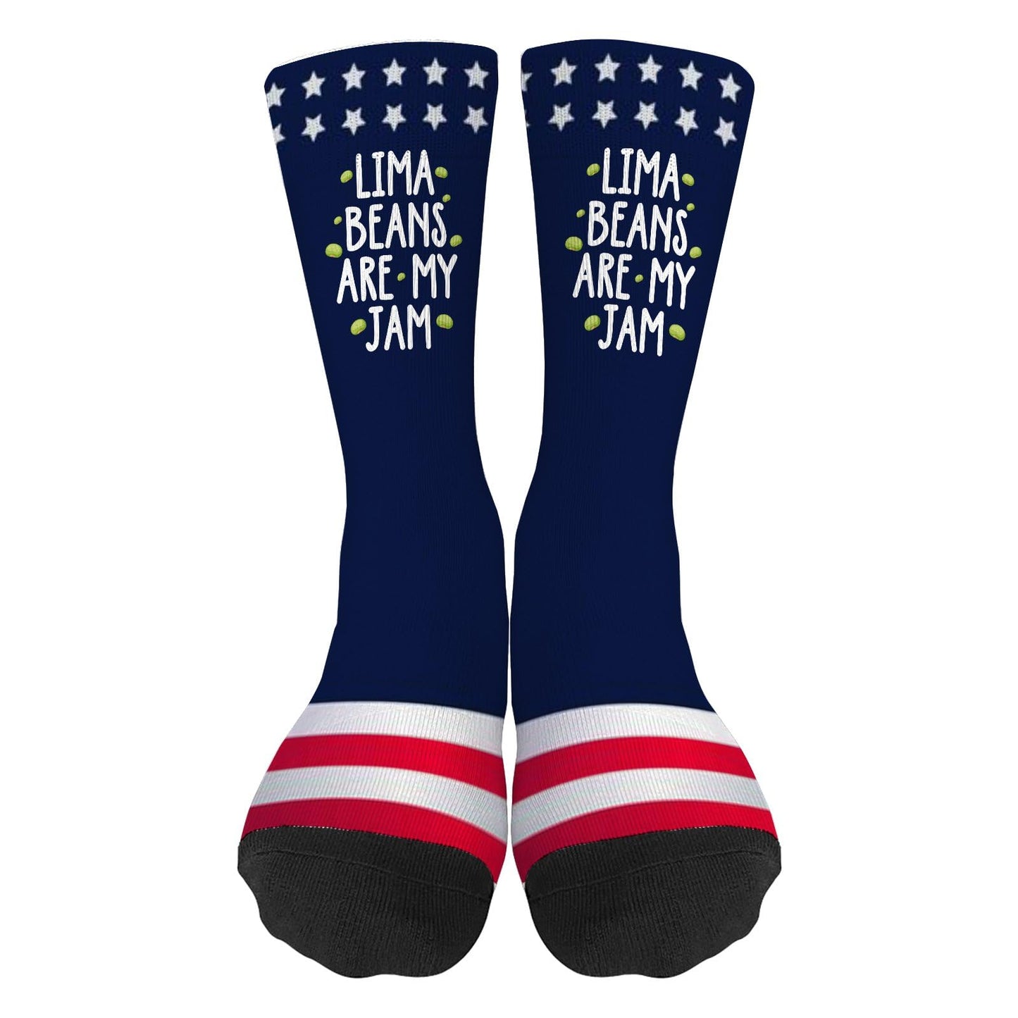 Colorful Lima Bean Pattern Men's Half Calf Novelty Socks