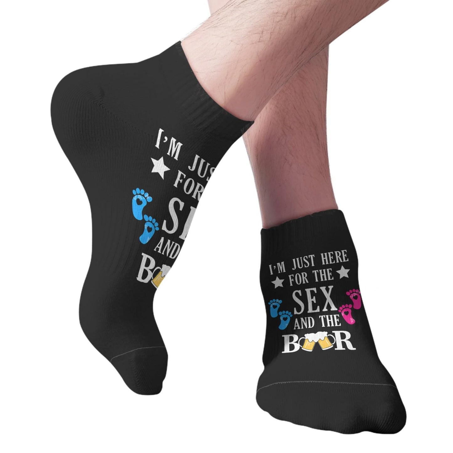 TEMLAN I'm Here Just For The Sex And The Beer Crew Socks Women Low Cut Women Sock, White