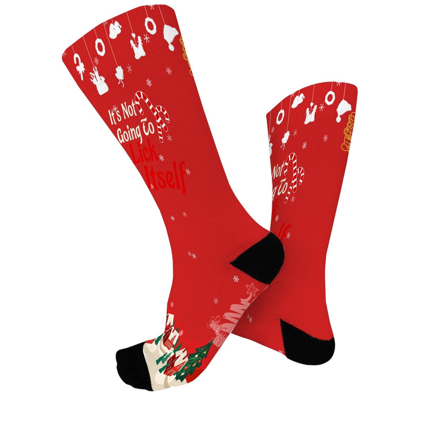 I Do It For The Ho's Inappropriate Christmas Santa Socks for Men Half Calf Sock Colorful Fancy Crazy Design socks Unisex Novelty Gifts for Men