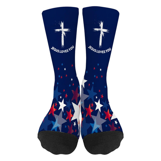 Jesus Loves You Cross Boot Socks for Women