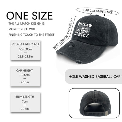 Outlaw Hillbilly Hat for Men - Washed Ball Cap