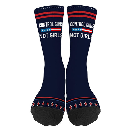 Control Guns Not Girls Socks for Women Half Calf Sock Colorful Fancy Crazy Design socks Unisex Novelty Gifts for Women