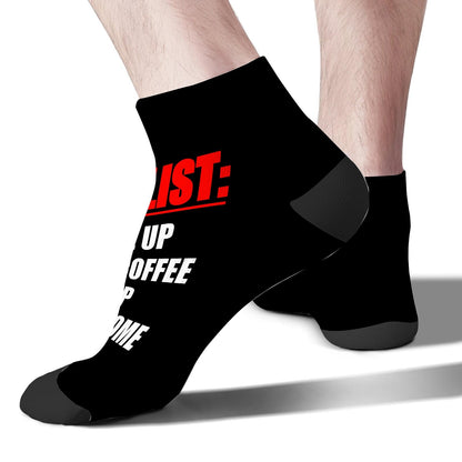 Men's Ankle Socks - Wake Up, Drink Coffee, Poop, Be Awesome