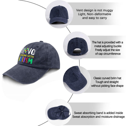 Autism Awareness Vintage Navy Blue Women's Baseball Hat