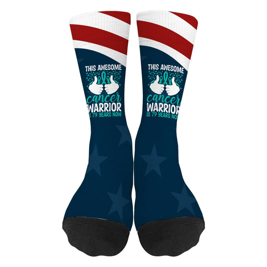 Ovarian Cancer Awareness 79 Years Old 79th Birthday Socks for Men Half Calf Sock Colorful Fancy Crazy Design socks Unisex Novelty Gifts for Women