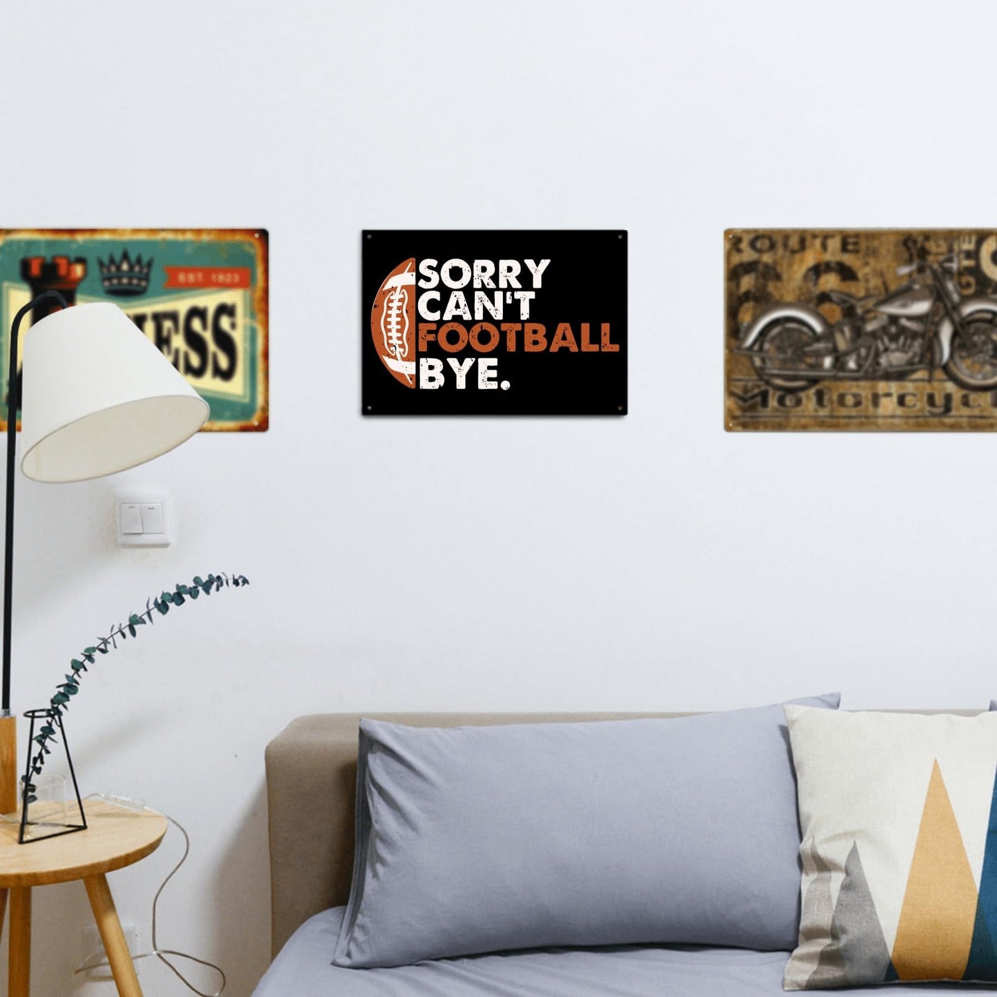 Sorry Can't Football Bye Galvanized Metal Signs Funny Room Decor For Room One Size