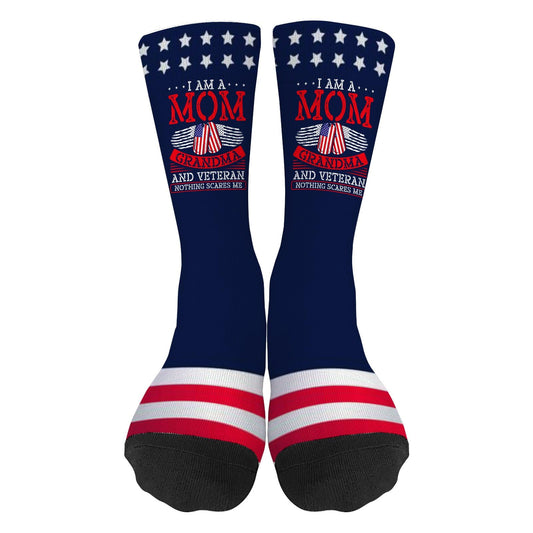 Fearless Mom Grandma Veteran Half Calf Socks