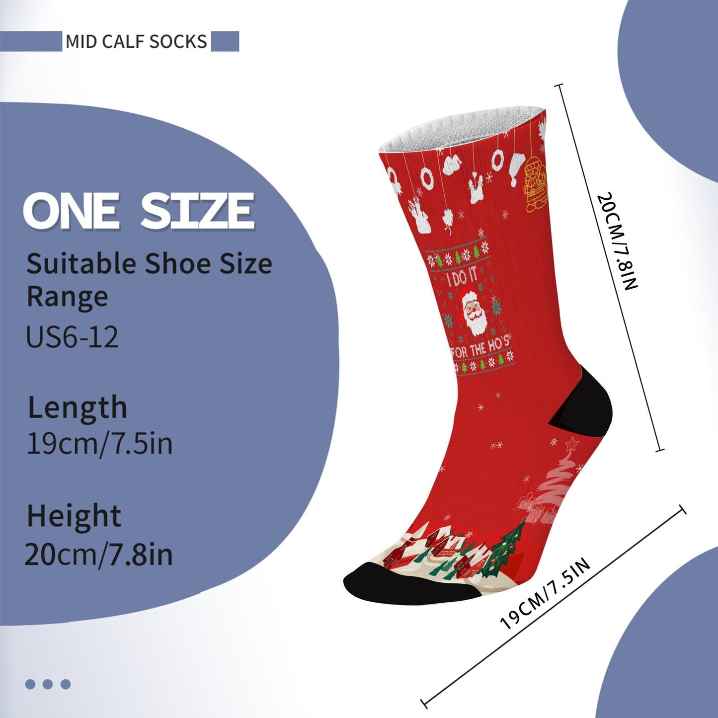 Inappropriate Christmas Santa Socks for Women - Fancy Crazy Design