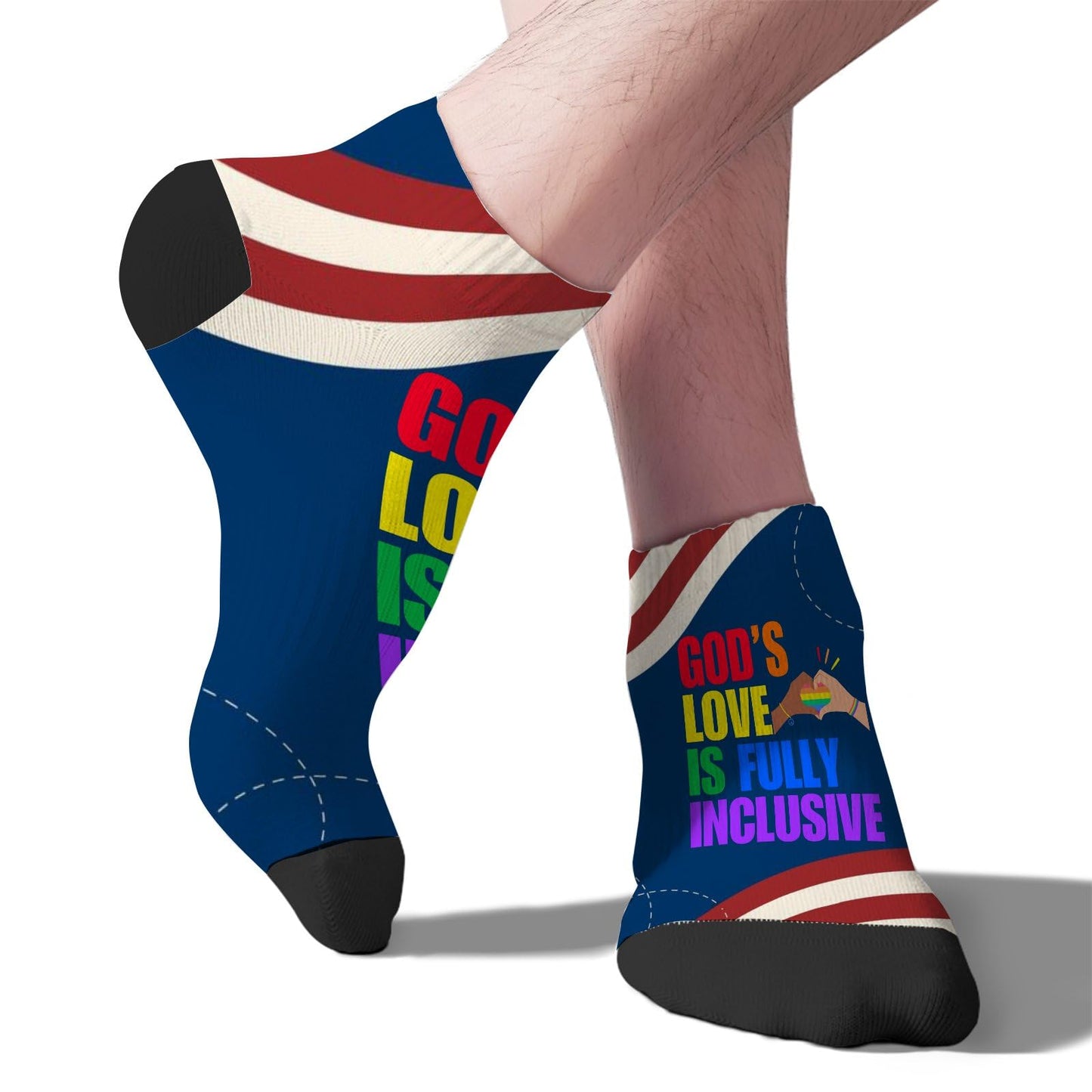 God's Love Is Fully Inclusive Rainbow Saying Womens Socks Ankle Athletic Women Socks