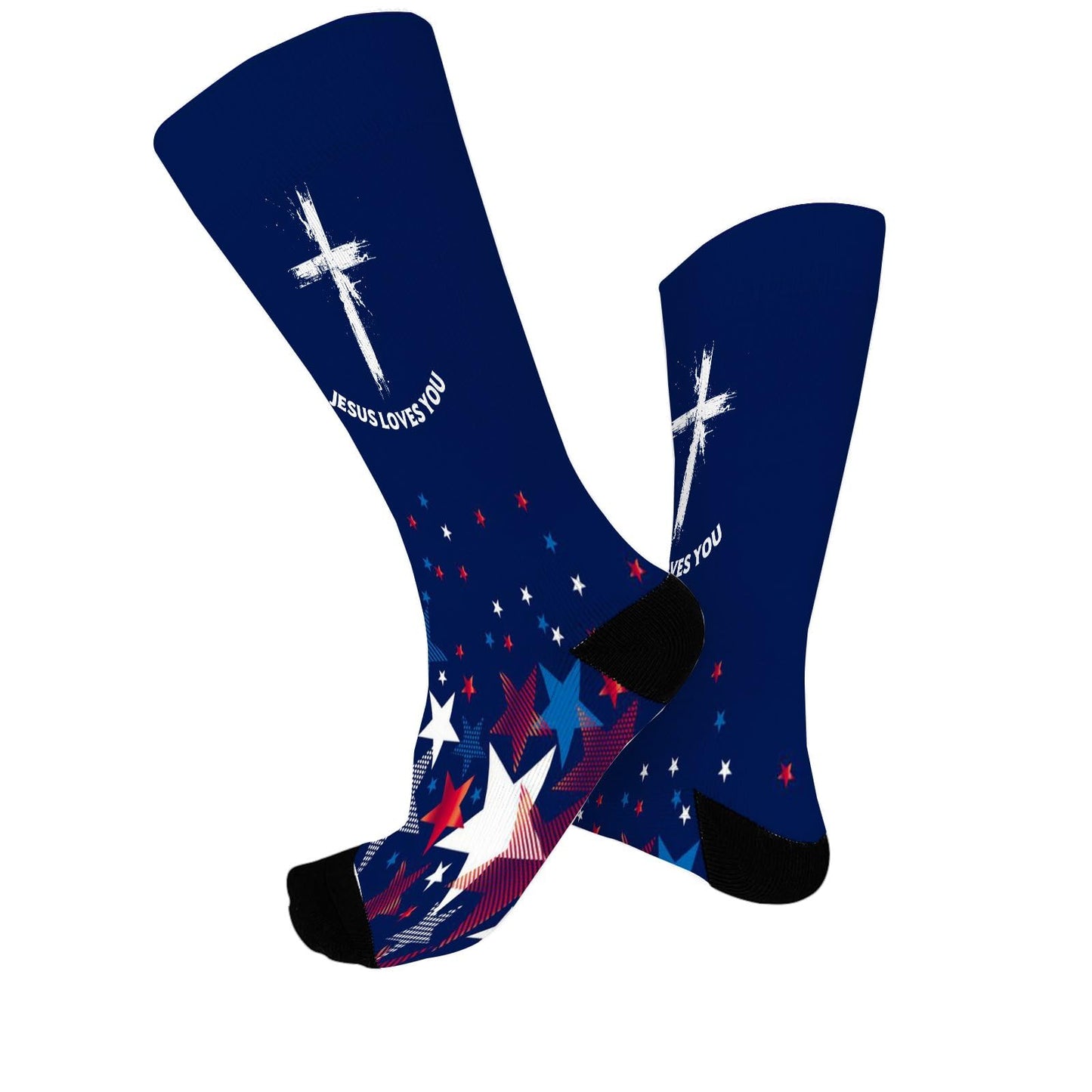 Jesus Loves You Cross Boot Socks for Women