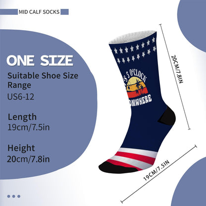 its 5 Oclock Somewhere Socks for Men Half Calf Sock Colorful Fancy Crazy Design socks Unisex Novelty Gifts for Boyfriends