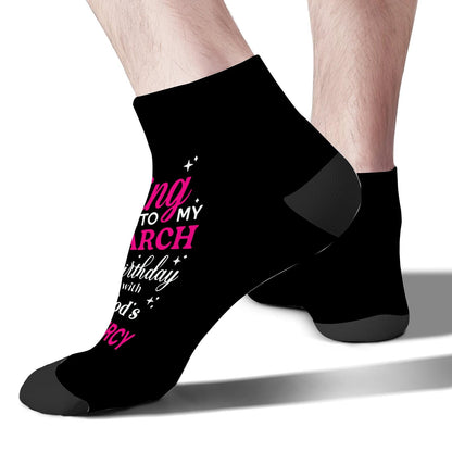 Step Into My March Girl Birthday Women Socks Ankle Hidden Sock For Men's