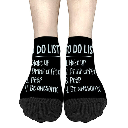 To Do List Wake Up Drink Coffee Poop Be Awesome Crew Socks For Women Liner Sock For Mens