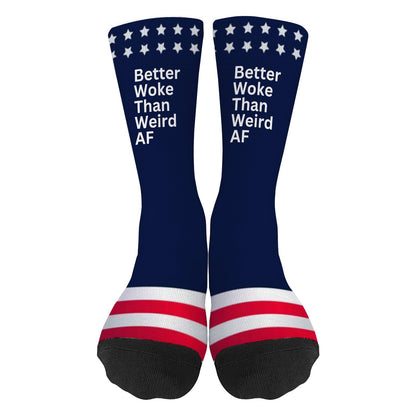 Better Woke Than Weird Half Calf Socks - Colorful Fancy Design - Unisex Novelty Gift