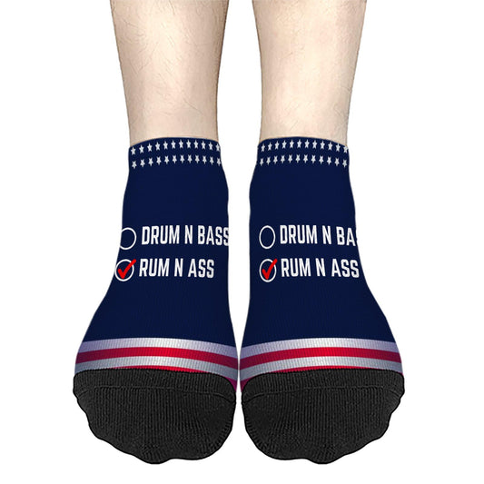 Funny Drum Bass Rum Ass Lovers Athletic Socks Invisible Men's Sock