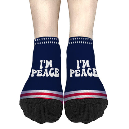 I Come In Peace I'm Peace Funny Matching Couple Lovers Men Dress Socks Liner Socks Mens