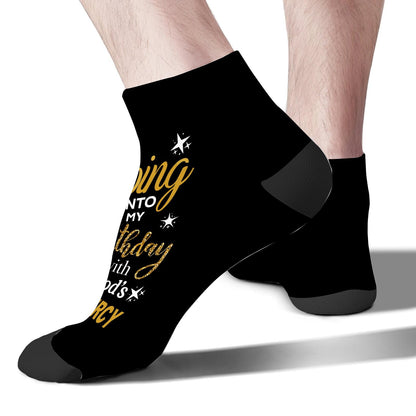 Step Into My March Girl Birthday Mens No Show Socks Crew Sock Men