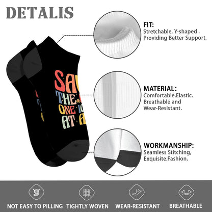 Saving The World One Ice Pack At Time School Nurse Week Men Ankle Socks Low Cut Socks For Men's