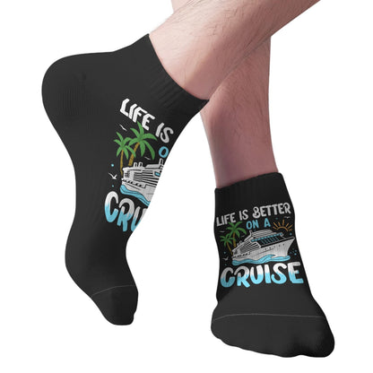 Generic Life Is Better On A Cruise Cotton Socks Crew Mens Socks, White