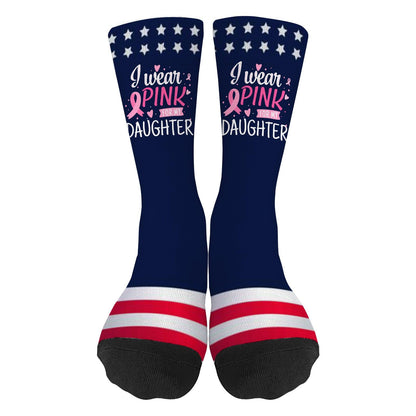 Breast Cancer Awareness Novelty Socks - Colorful Crazy Design