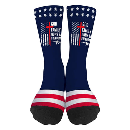 Men's God Family Guns Socks - Novelty Gifts for Dad