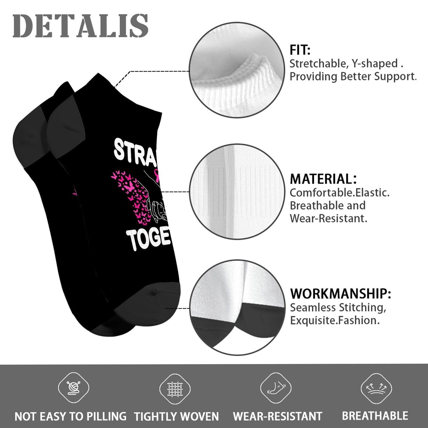 Stranger Together Breast Cancer Awareness Boys Crew Socks Crew For Men Socks