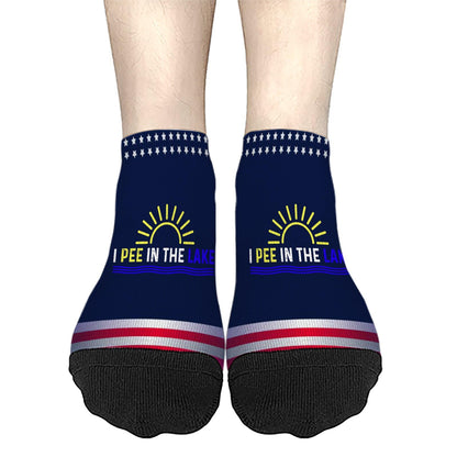 I Pee In The Lake Funny Vacation Partys Dress Socks For Men Short Socks Womens