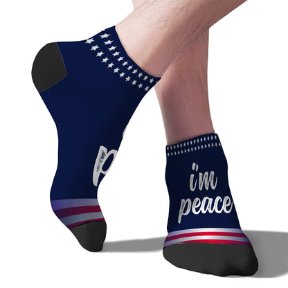 Funny Matching Couple Outfits I Come In Peace I'm Peace Mens Dress Socks Low Cut Sock For Mens