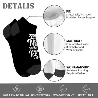 Saving The World One Ice Pack At Time School Nurse Week Men Ankle Socks Low Cut Socks For Men's