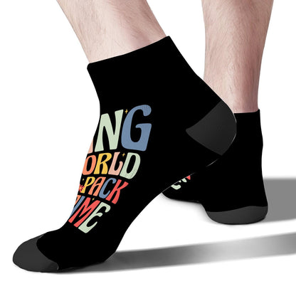 Saving The World One Ice Pack At Time School Nurse Week Men Ankle Socks Low Cut Socks For Men's