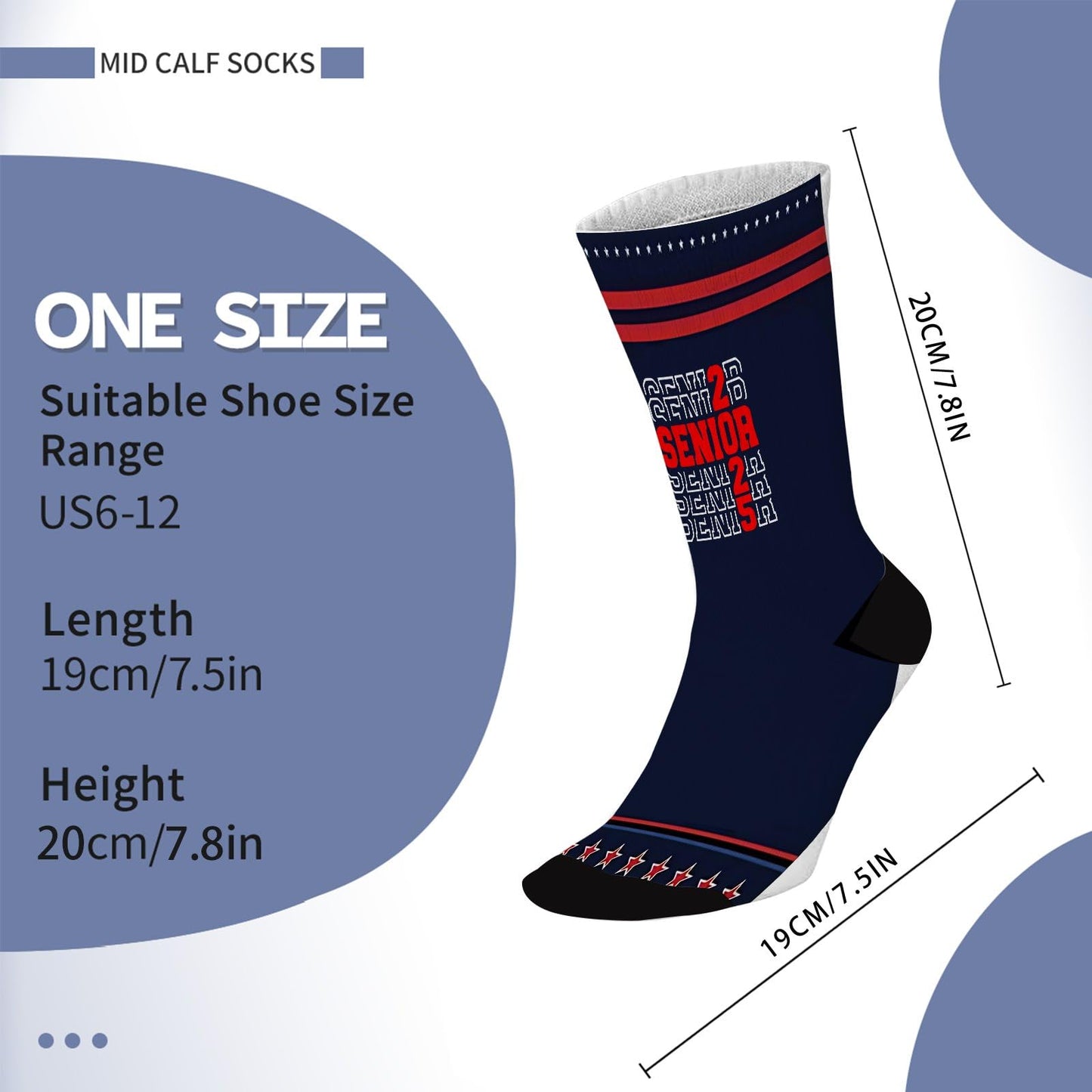 Class of 2025 Senior Socks: Colorful Fancy Design Unisex Novelty Gift