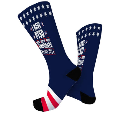 Colorful Fancy Crazy Design PTSD Awareness Socks